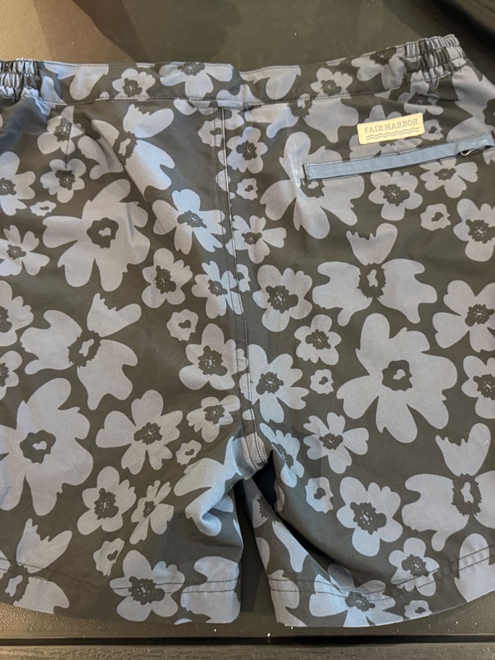 Fair Harbor Men's Floral Swim Trunks - Black & Light Blue